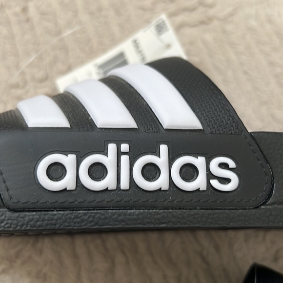 Adidas Size 12 black white Adilette Shower shoes sandals slides - Picture 6 of 16